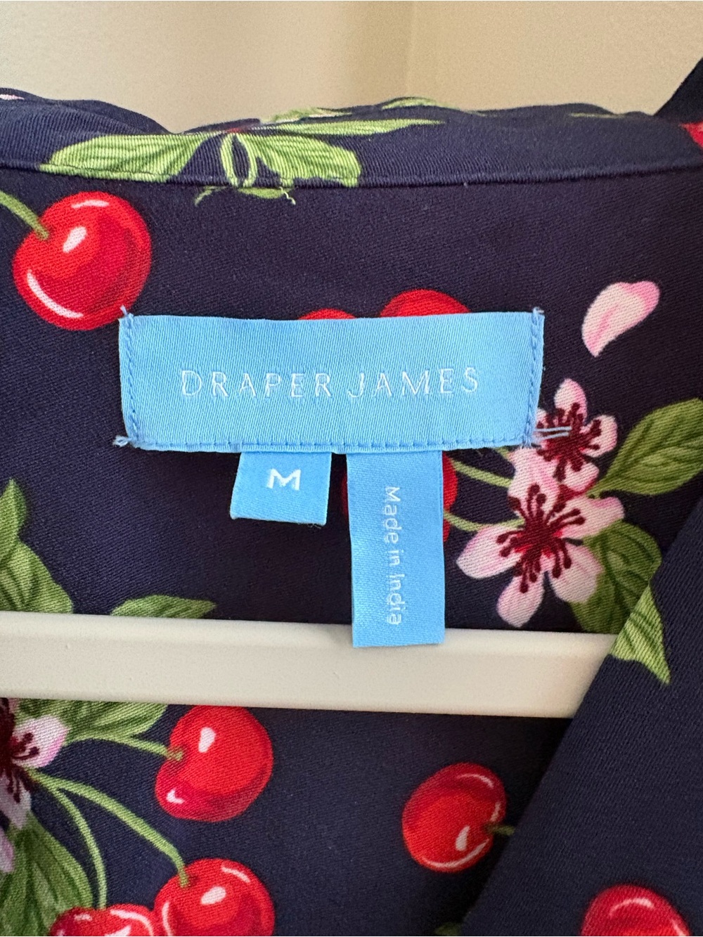 Draper James Navy Cherry-Print Midi Shirt Dress - Picture 2 of 7